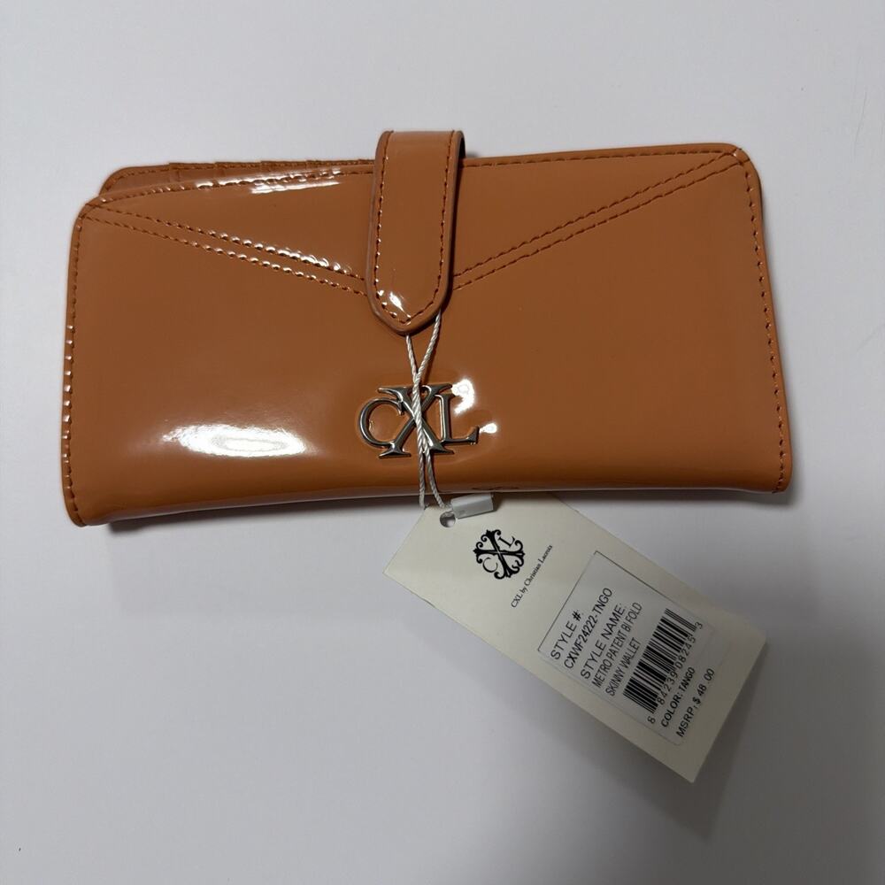 NEW Christian Lacroix Metro Patent Bi Fold Skinny Wallet, Color Tango $48